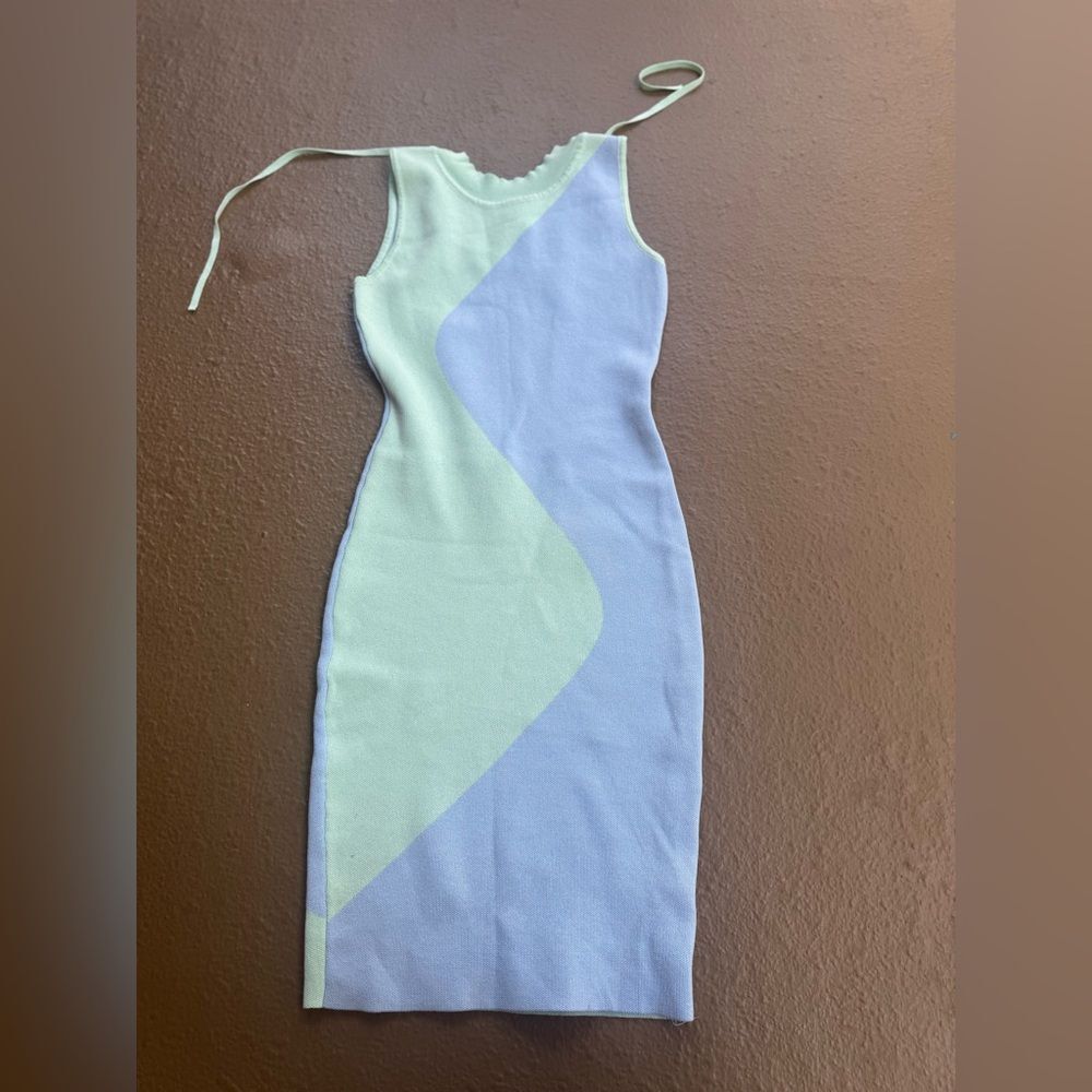 NWT Aachoae Y2K Summer Sleeveless Bright Bodycon Dress Green Blue Size S - Picture 2 of 12